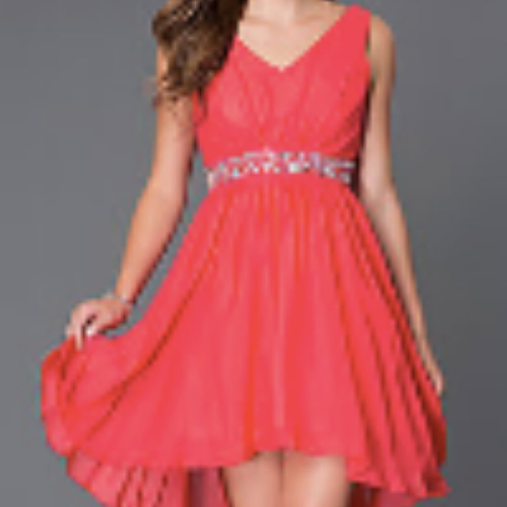 Coral High-Low Dress